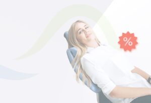 A female patient at Banyule Dental is lying down in the dental chair